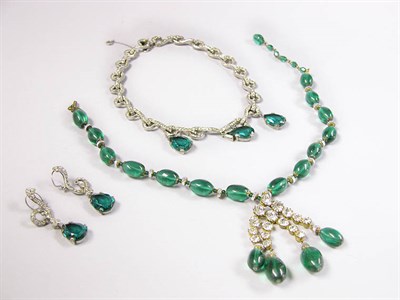 Lot 3355 - Miriam Haskell Faux Emerald Cabochon Necklace...