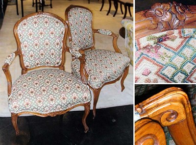 Lot 2482 - Pair of Louis XV Beechwood Fauteuils
