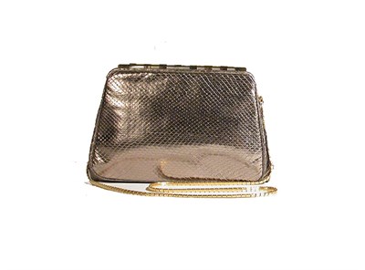 Lot 3707 - Judith Leiber Metallic Platinum Leather...