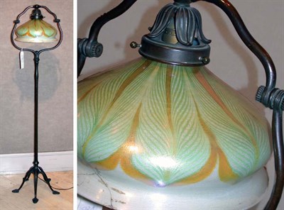 Lot 2532A - Tiffany Studios Bronze and Favrile Glass Harp...