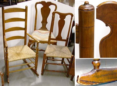 Lot 2108 - Queen Anne Maple Rush Seat Side Chair Together...
