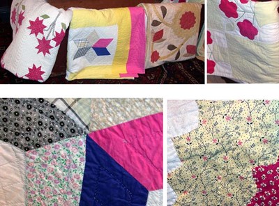 Lot 2085 - Pieced Calico Quilt With yellow, red and dark...