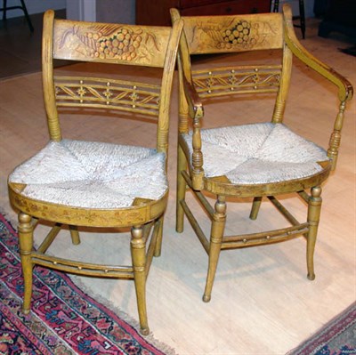 Lot 2249 - Set of Six Painted and Decorated Fancy Chairs...