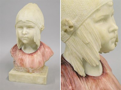 Lot 2279 - Art Deco White Marble and Alabaster Bust Of a...