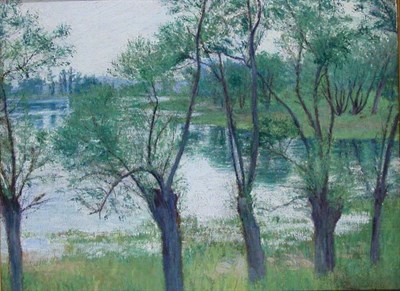 Lot 233 - Mariquita Gill 1861-1915 WILLOWS BY THE RIVER,...