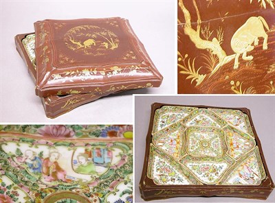 Lot 2370 - Chinese Famille Rose Porcelain Condiment Set...