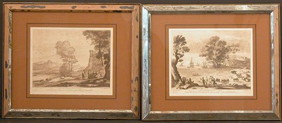 Lot 2079A - After Claude Lorrain ]LANDSCAPES] Two sepia...