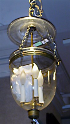 Lot 464 - Georgian Style Glass and Brass Bell-Form Lantern