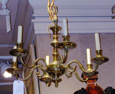 Lot 465 - Baroque Style Brass Six-Light Chandelier