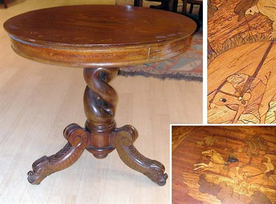 Lot 546 - Continental Walnut and Marquetry Tripod Table