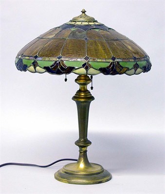 Lot 2169 - American Leaded Glass Lamp The circular...