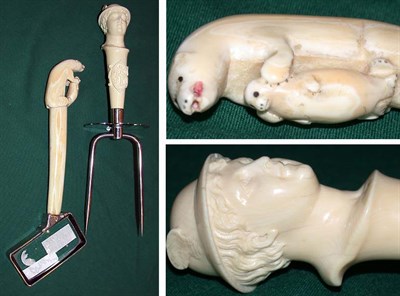 Lot 2291 - Victorian Style Carved Ivory and Stainless...