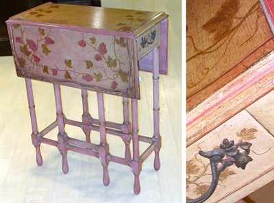 Lot 210 - Polychrome Painted Drop-Leaf Gate Leg Table