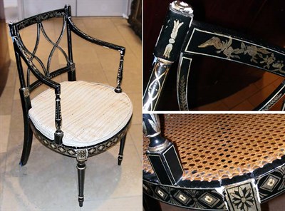Lot 2570 - Edwardian Black Painted Open Armchair