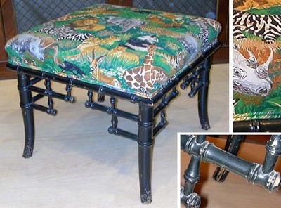 Lot 186 - Black Painted Faux Bamboo Stool