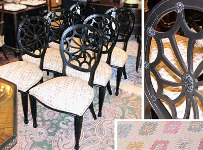 Lot 2286 - Set of Six Georgian Style Black Painted Wheel...