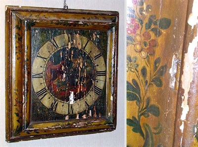 Lot 184 - Polychrome Painted Wood Wall Clock