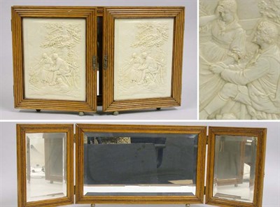 Lot 2352 - Victorian Triptych Dressing Mirror with Relief...