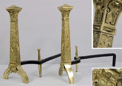 Lot 2373 - Pair of Gilt-Metal Tapered Square Columnar...