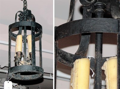 Lot 2479 - Wrought Iron Hall Candle Lantern