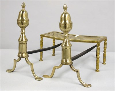 Lot 2319 - Pair of Brass Andirons Together with a Brass...