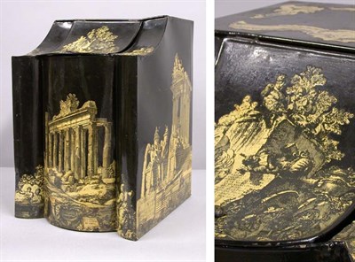 Lot 2578 - Victorian Black Painted and Decoupage...
