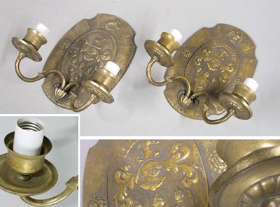 Lot 2486 - Set of Four Gilt-Bronze Two-Light Sconces