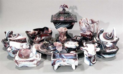 Lot 2148 - Group of Purple Slag Glass Table Articles...