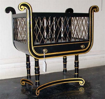 Lot 200 - Regency Style Black Lacquered Canterbury