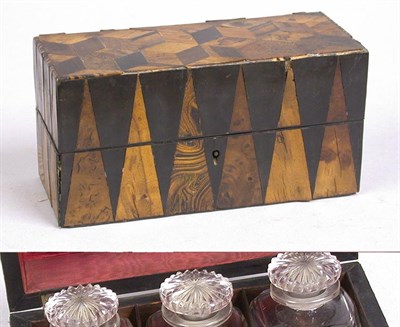 Lot 2435 - English Parquetry Box with Three Stoppered...