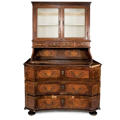 Lot 137 - German Baroque Walnut, Burl-Wood and Penwork...