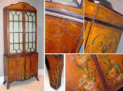 Lot 2489 - Edwardian Painted Satinwood Bookcase Cabinet...