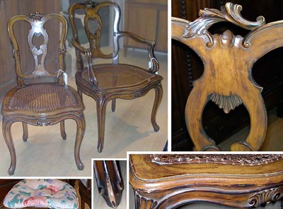 Lot 345 - Set of Six Rococo Style Grain Painted Dining...