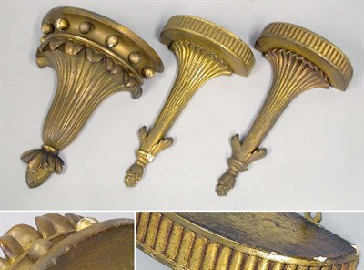 Lot 2452 - Pair of Gilt-Wood Wall Brackets Height 14...