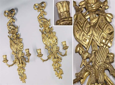 Lot 324 - Pair of Neoclassical Style Gilt-Wood Two-Light...