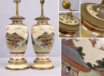 Lot 2222 - Pair of Satsuma Squared Ovoid Vases Mounted as...