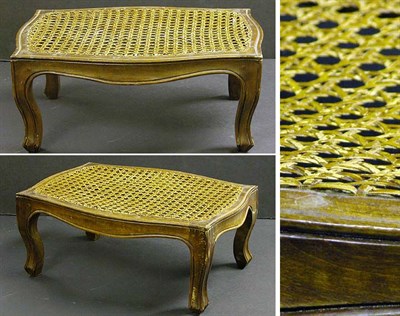 Lot 198 - Pair of Louis XV Style Fruitwood Caned Footstools