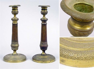 Lot 2350 - Pair of Empire Style Gilt-Bronze Candlesticks