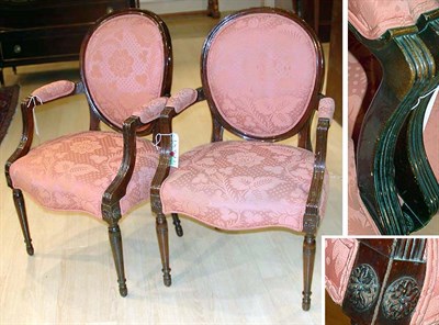 Lot 2334 - Pair of Georgian Style Oval Back Armchairs