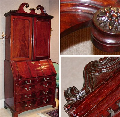 Lot 2563 - George III Mahogany Scroll Top Secretary Desk...
