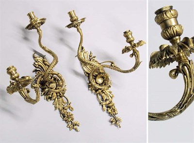 Lot 2562 - Pair of Louis XV Bronze Two-Light Sconces