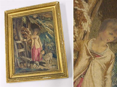 Lot 2212 - Framed Needlework Scene 19th Century