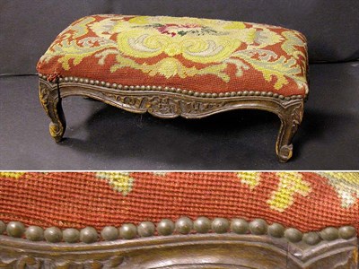 Lot 574 - Louis XV Needlepoint Upholstered Walnut Footstool