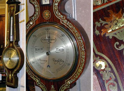 Lot 608 - Mother-of-Pearl Inlaid Rosewood Barometer