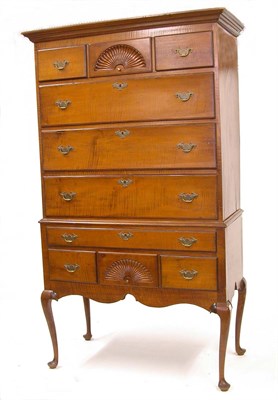 Lot 2218 - Queen Anne Style Figured Maple High Chest The...