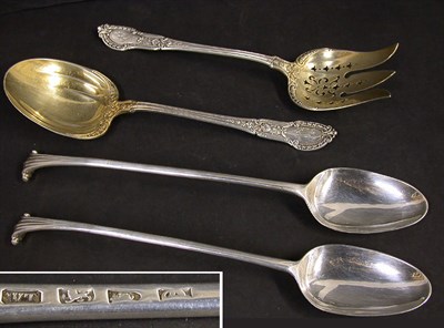Lot 391 - Pair of Georgian Silver Stuffing Spoons...