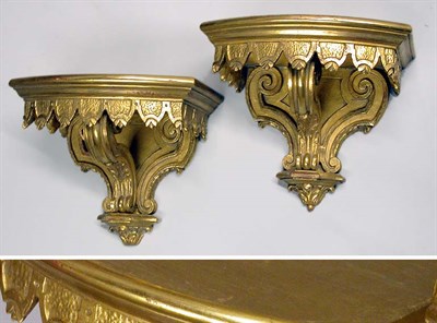 Lot 2446 - Pair of Gilt-Wood Wall Brackets Height 8 inches.