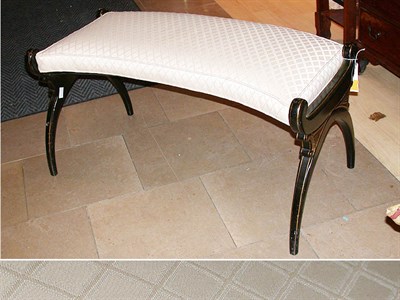 Lot 2229 - Regency Style Upholstered and Painted Wood Bench
