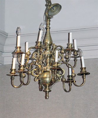Lot 2468 - Georgain Style Brass Twelve-Light Chandelier