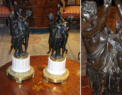 Lot 541 - Pair of Louis XVI Style Patinated-Metal Figure...
